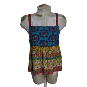 Natural Life Patricia Tank Top Multicolor Hippie Boho summer Top Size Medium